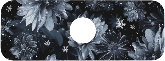 Faucet Draining Mat For Kitchen Sink, Stylized Gray Chrysanthemum Flowers - Image 6