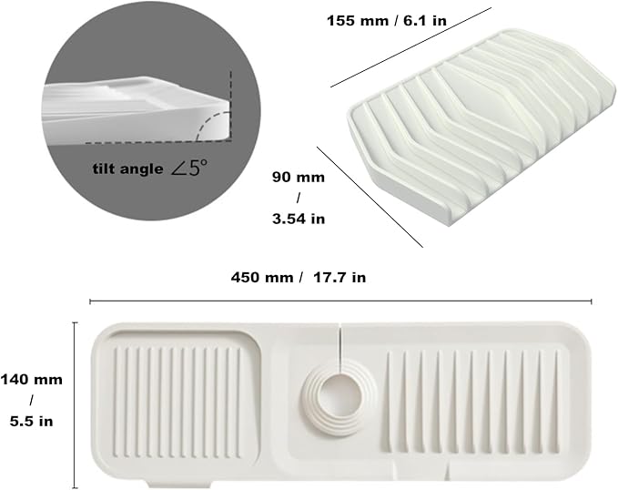 Kitchen Silicone Sink Splash Guard, 5° Slope Type Design Sink Mat, Sink Faucet - Image 7