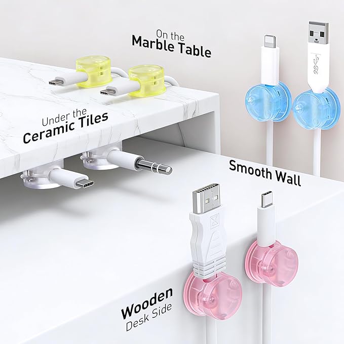 AGPTEK 8 Pack Magnetic Cable Clips, Upgraded 360° Rotatable Cord Holder Clips - Image 5