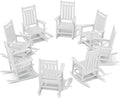 SERWALL HDPE Outdoor Rocking Chair Set of 8, Patio Rocking Chairs for Adults, All Weather Outdoor Rockers for Lawn, White by SERWALL