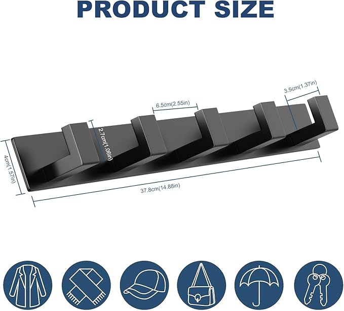 PMMASTO Coat Rack Wall Mount, Coat Hooks Wall Hooks - Image 6