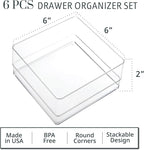 STORi SimpleSort 6-Piece Stackable Clear Drawer Organizer Set | 6" x 6" x 2" - Image 2