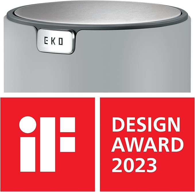 EKO Mini Desk Trash Can with Swing-Top Lid 0.4 Gallon Small Table Round - Image 3