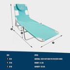 Ostrich 72 by 22 Inch Versatile Chaise Lounge Portable Reclining Lounger, Outdoor Patio, Beach, Lawn, Camping, or Pool Tanning Chair, Aqua - Image 3