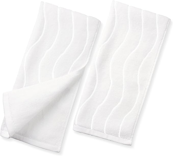 White Hand Towels for Bathroom Wavy Jacquard by Jacquotha