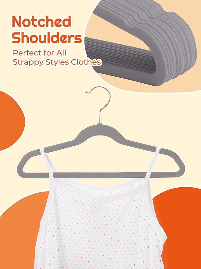 HOUSE DAY 14 Inch Kids Velvet Hangers 50 Pack, Durable Big Kid Hangers - Image 6