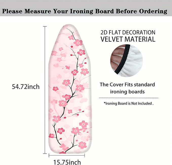 Nuxovilar Pink Cherry Blossom Pattern Ironing Board Cover, 15 * 54inch - Image 4