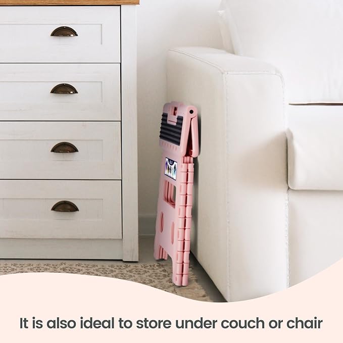 Delxo Folding Step Stool 13 Inch,Non-Slip Foldable Stools for Kids & Adults Up to 300 LBS,Kitchen Collapsible Fold Up Stepping Stool with Dotted 1 Pack,Pink - Image 5