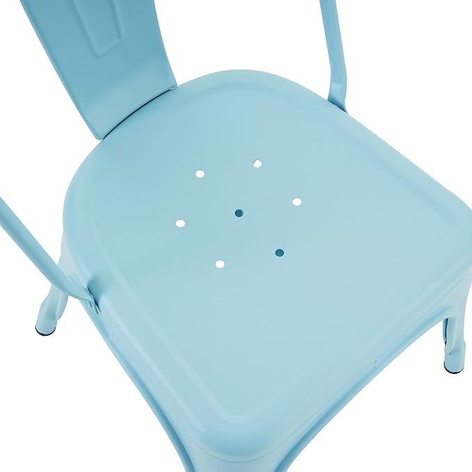 Nazhura Metal Dining Chair Farmhouse Tolix Style for Kitchen Dining Room Café Restaurant Bistro Patio, 18 Inch, Stackable, Waterproof Indoor/Outdoor (Sets of 4) (Blue) - Image 7