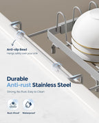 Nacial 2-in-1 Small Dish Drying Rack Fits 14''–21.8'' Sink, Dish Drainers - Image 7