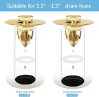 Gold Bathroom Sink Stopper – Pop Up Drain Stopper & Strainer, 2-in-1 Universal - Image 3