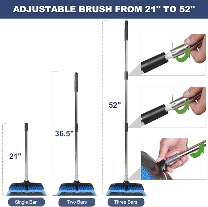 52" Car Wash Brush with Long Handle | Built-in Rubber Squeegee & Rubber Bumper - Image 4