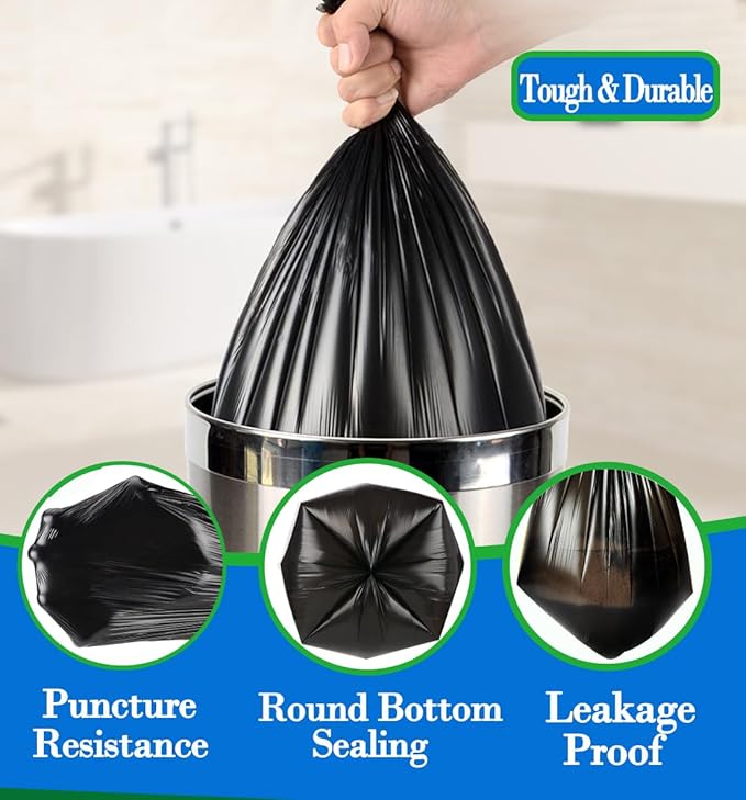 1 Gallon 140 pcsSmall Black Trash Bags, Strong 0.8 Gallon 1 Gallon 1.2 Gallon - Image 3