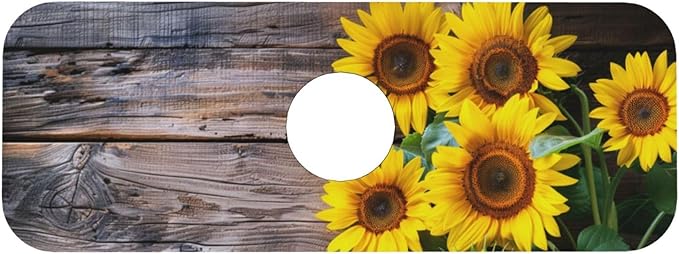 Kitchen Sink Splash Guard Faucet Mat Board Vintage Sunflowers 15"x5.5" - Image 7