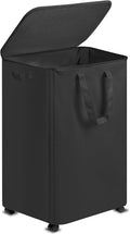 Slim Laundry Hamper with Lid and Wheels, Small Rolling Laundry Basket with by Vincona