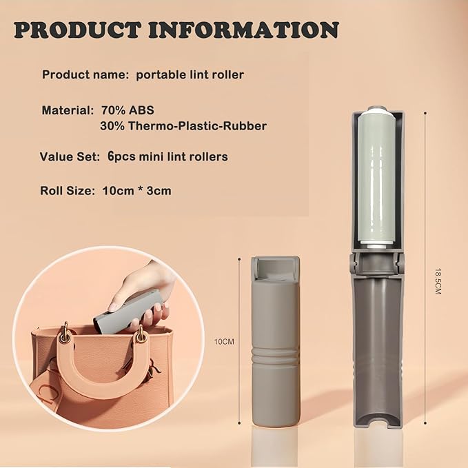 Mini Reusable Lint Roller for Travel, 6 Pack Washable Foldable Lint Remover - Image 2
