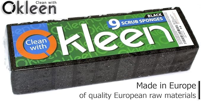 Black Scrub Sponges. Made in Europe. 9 Pack, 4.3x2.8x1.4 inches. Heavy Duty and - Image 6