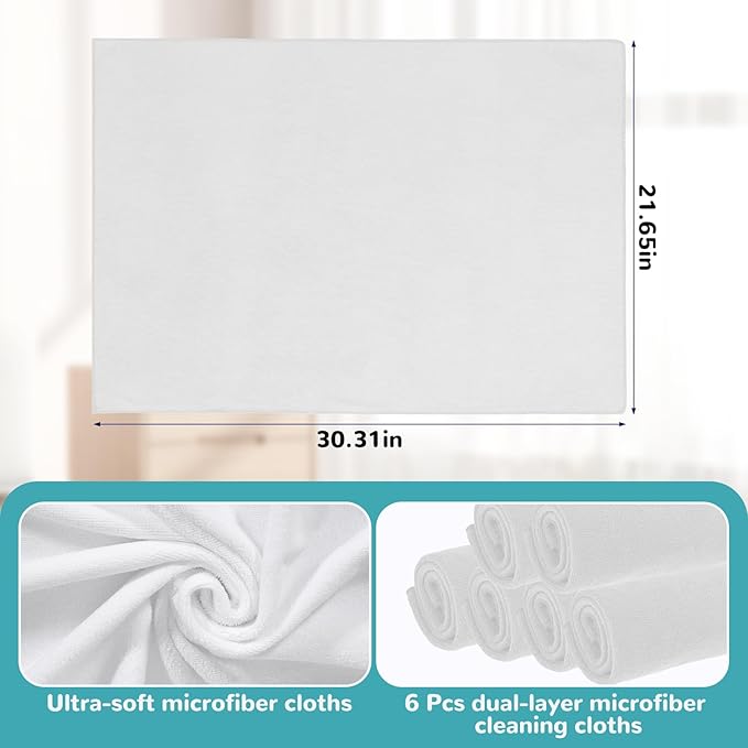 6 Pcs Extra Large Microfiber Cleaning Cloth Reusable Microfiber Towels Thick - Image 2