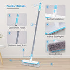 Floor Scrubber with Long Handle, 2 in 1 Scrubbing Brush Stiff Bristle Shower - Image 4