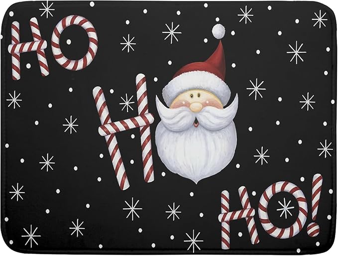 Giwawa Santa Laugh Dish Drying Mat Winter Snowflakes Black Dish Drainer Mats by Giwawa