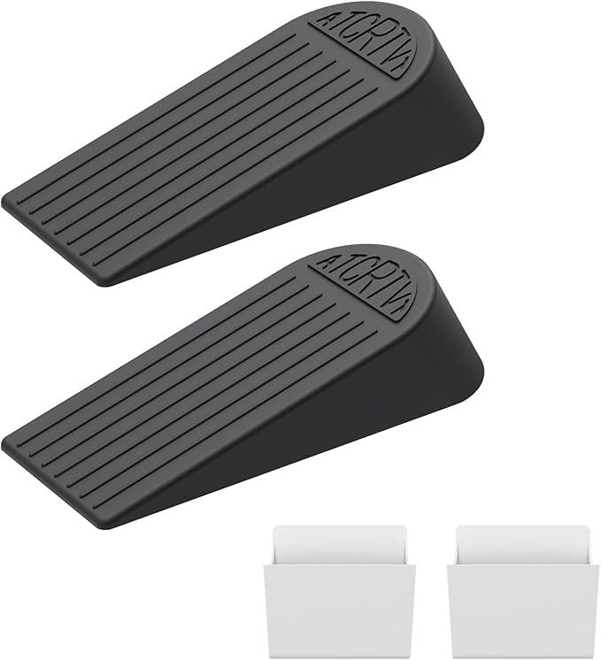 Rubber Small Door Stopper Wedge – 2 Pack Black Door Stoppers Wedge by Unknown
