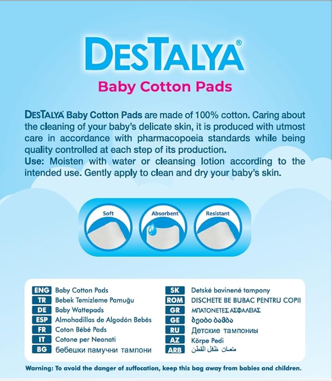 Baby Cotton Pads for Diaper Change by Destalya | 360 Count | Soft Large | - Image 3