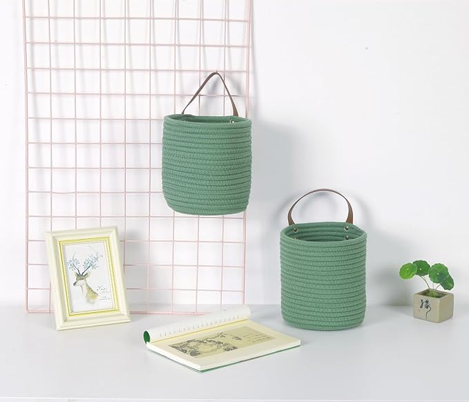 2pack Small Hanging Basket-Cotton Rope Wall Basket - Image 4
