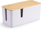 ZhiYo Bamboo Lid Cord Organizer Box, Safe ABS Cable Management Box by ZhiYo