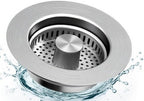 Upgraded 3 in 1 Kitchen Sink Drain Strainer & Sink Stopper, 304 Stainless Steel by NSYRT