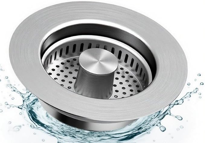 Upgraded 3 in 1 Kitchen Sink Drain Strainer & Sink Stopper, 304 Stainless Steel by NSYRT