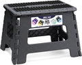 Delxo Folding Step Stool 9 Inch,Non-Slip Foldable Stools for Kids & Adults Up to 300 LBS,Kitchen Collapsible Fold Up Stepping Stool with Dotted 1 Pack,Gray by Delxo