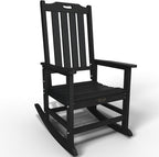 Oversized Rocking Chair, Outdoor Rocking Chair for Adults, All Weather Resistant Porch Rocker for Lawn Garden, Black by THOEOE