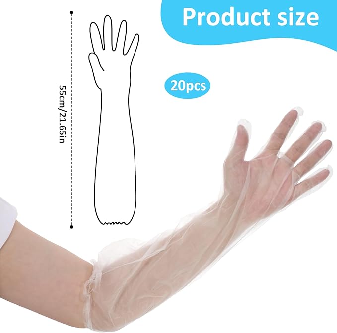 20Pcs Long Disposable Gloves, 23.6inch Cleaning Gloves Elbow Length Plastic - Image 2