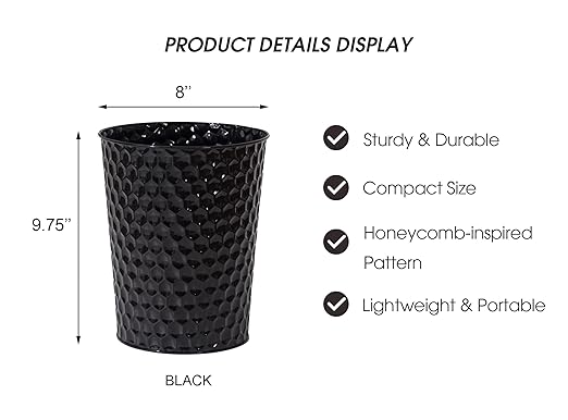 Small Metal Trash Can Wastebasket, Decorative Honeycomb Garbage Can Waste Basket - Image 6