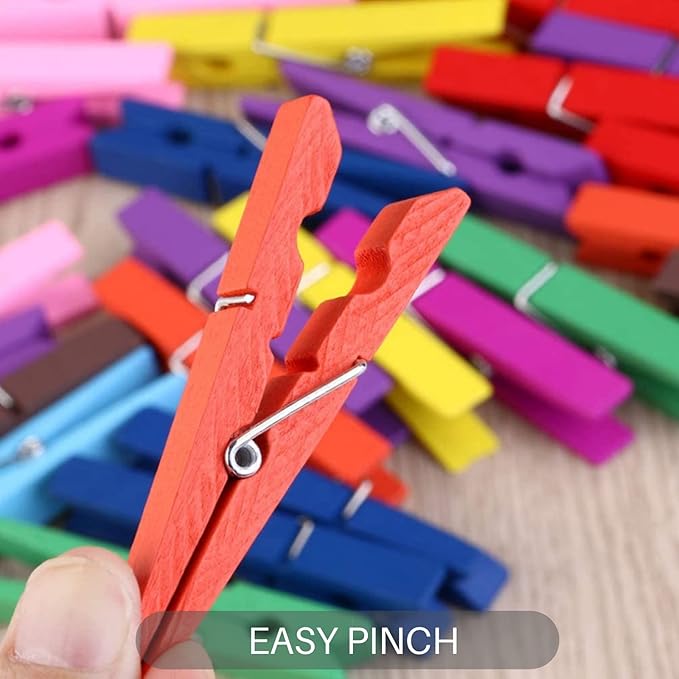 Clothes Pins, Colored Clothespins 50 PCS 2.9" Natural Birchwood Close Pins - Image 9