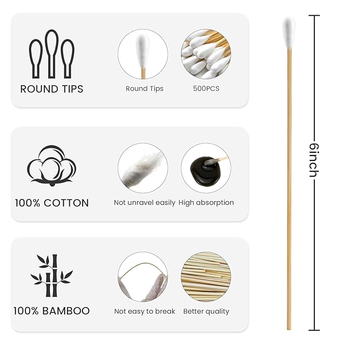 500PCS 6" Cotton Swabs with Storage Case - Image 2