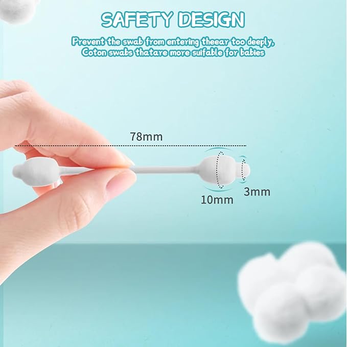 Baby Cotton Swabs, Organic Chlorine-Free Safety Swabs - Image 3