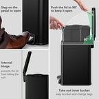 Slim Bathroom Trash Can with Lid Soft Close, 1.6 Gallon Stainless Steel Garbage - Image 4