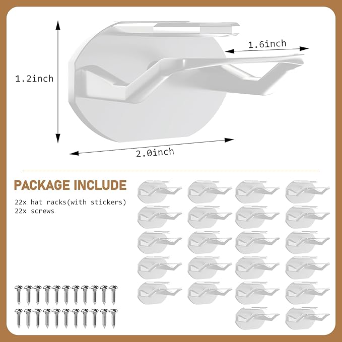 48 Pack Adhesive Hat Hooks for Wall, Super Strong Hat Rack for Baseball Caps - Image 4