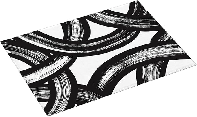 Black and White Abstract Curved Dish Drying Mats, Washable Reversible Foldable - Image 2