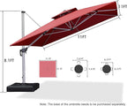 PURPLE LEAF Patio Umbrella 11 Feet Double Top Deluxe Square Offset Hanging Umbrella Outdoor Market Umbrella Garden Umbrella, Terra - Image 8