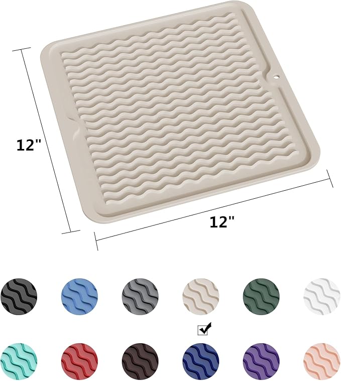 ZLR Silicone Dish Drying Mat 12" x 12" Square - Image 6