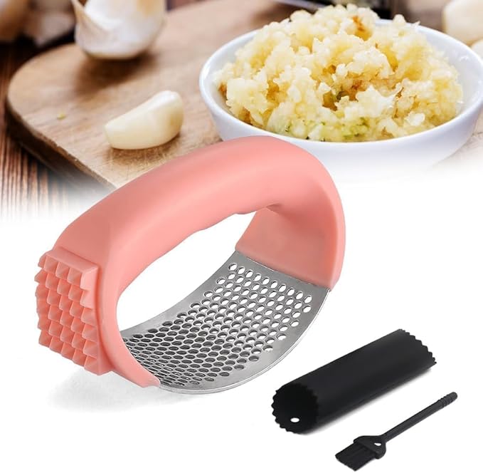 Stainless Steel Garlic Press Rocker Set, Garlic Press Rocker Stainless Steel by GOJXDNE