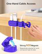 6 Pack Magnetic Cable Clips, Laitver Cord Organizer Holder Strong Adhesive Desk - Image 4