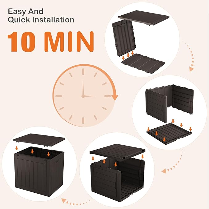 Sweetcrispy Deck Box with 31 Gallon Capacity, Weatherproof Resin Lockable Outdoor Storage for Secure Package Deliveries and Indoor Storage in Garden or Patio, Backyard - Image 8
