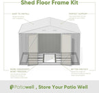 Patiowell 10 x 8 FT Outdoor Storage Shed with Floor Frame, Large Garden Tool Metal Shed with Sloping Roof and Double Lockable Door for Backyard Garden Patio Lawn,Grey - Image 3