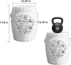 EFU Resin Garden Stool Indoor Outdoor,Decorative Antique Classic-Like Appearance, Waterproof UV Resistant Lightweight Sturdy,for Living Room, Garden Room, Patio(White) - Image 3