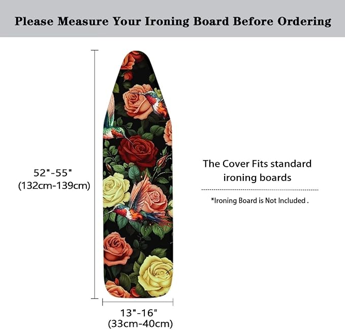 Hummingbird Rose Ironing Board Cover Standard Size 15 x 54 Stain Resistant - Image 5
