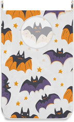 White Halloween Bats and Stars Hanging Laundry Hamper Door Hampers Bag Basket by Tatenale
