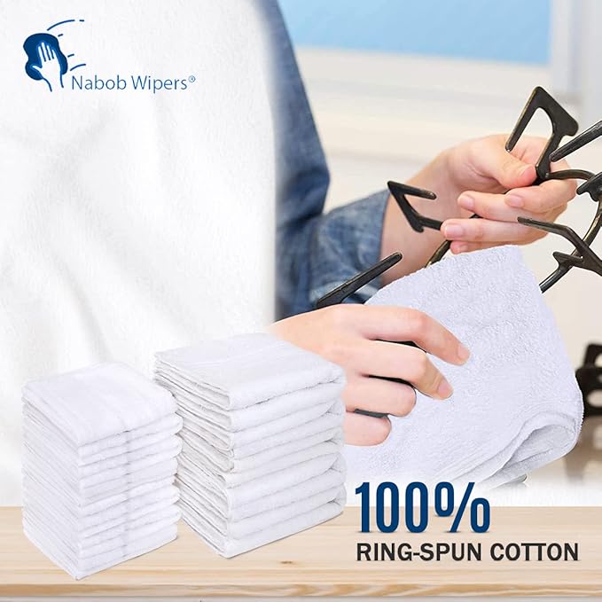 Nabob Wipers White Terry Rags 2lb Bulk Towel Rag Multipurpose 12x12 Inches 100% - Image 2
